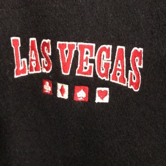 Jacket Factory Vintage “Las Vegas” Embroidered Leather Sleeve Letterman Jacket - Picture 4 of 12